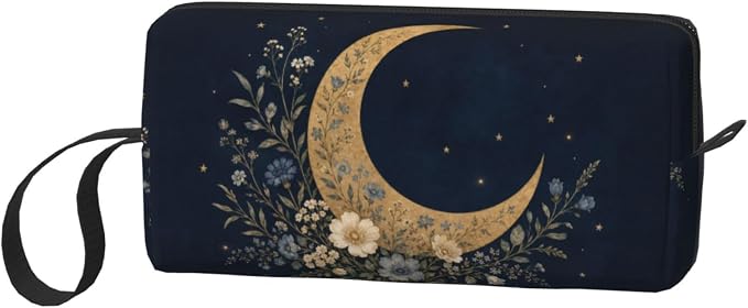 Moon Small Makeup Bag, 600D Oxford Cosmetic Pouch for Women | Moon Cosmetic Bag and Toiletry Pouch with Double-Sided Print and Foam Padding for Women, Travel, Gym, Weekend and Daily Use - Image 2