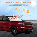 Windshield Sunshade Umbrella for 2022-2026 Jeep Grand Cherokee Custom Fit Windshield Sun Protector Cover 6-Layer Heat-Resistant Fabric Ultra-Strong Fiberglass Frame (for 2022-2026 Grand Cherokee) - Image 3
