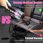 Car Vacuum Cordless Rechargeable, 8000PA High Power Handheld Vacuum Cleaner with 17PCS Car Cleaning Kit, Pink Auto Accessories for Women Gift - Image 3