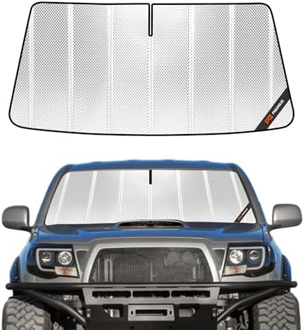 Pigenius Windshield Sun Shade for Toyota Tacoma 2005-2015. Full Coverage Rearview Mirror Shade for Ultimate Protection by Pigenius