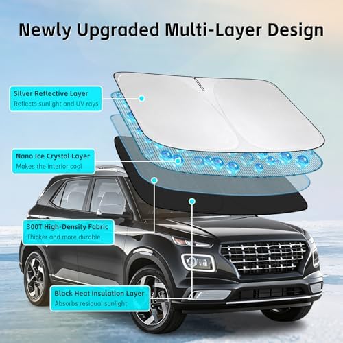 Windshield Sun Shade for Hyundai Venue 2020-2026 Sunshade - Image 3