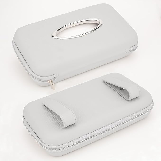 Car Tissue Holder, Sun Visor Tissue Holder, Zipper Car Visor Napkin Holder, PU Leather Backseat Tissue Case for Auto Vehicle (Grey) - Image 9