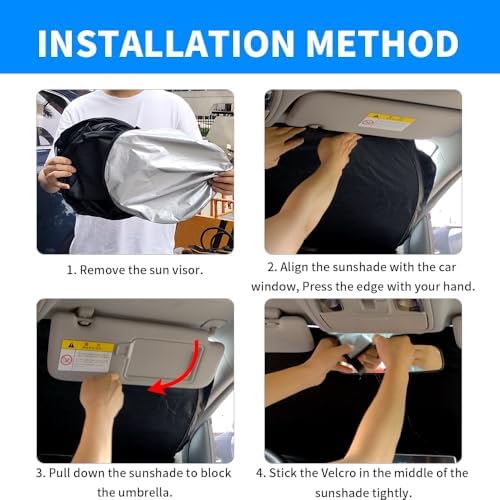 Front Windshield Sun Shade Custom Fit Compatible for Tacoma 2016-present Sunshade Foldable UV Ray Reflector Sun Visor Protector Accessories Shield Cover Reflective (for Tacoma 2016-present) - Image 5