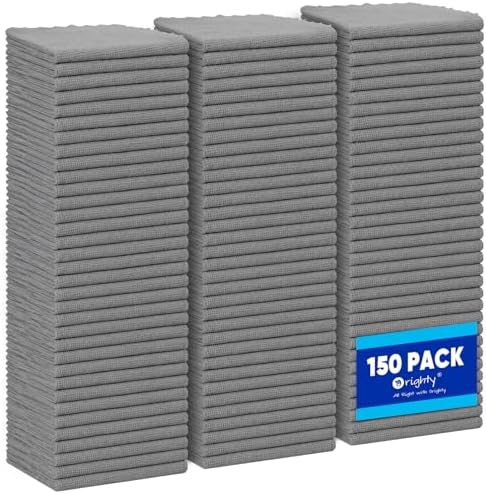 Orighty Microfiber Cleaning Cloth Bulk, 150 Pack Shop Towels 12x12in, Grey by AllRightinOrighty