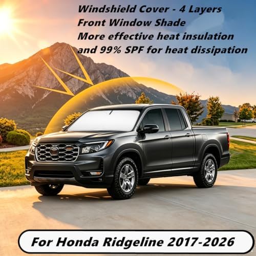 Windshield Sun Shade for Honda Ridgeline 2017-2026 Compatible Accessories-4 Layers Custom Fit Foldable Front Window Sunshade Sun Visor Protector, Block UV Rays Keep Your Car Cooler - Image 2