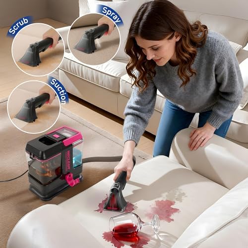 WECLEAN C5 Portable Carpet Cleaner Upholstery Deep Cleaner, Deep Cleaning for Carpet,Car Couch, with Deep Cleaning Solution,Blackpink - Image 2