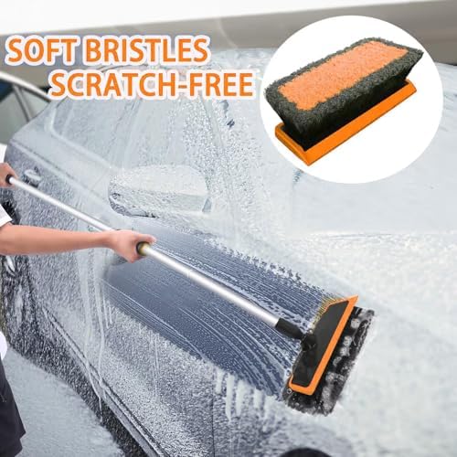 62'' Car Wash Brush with Long Handle, Complete Car Wash Kit, Scratch-Free Car Cleaning Brush Mop Kit with Clay Bar, Wash Mitt, Window Squeegee, Wheel Brush, Storage Bag for Car Truck RV - Image 7