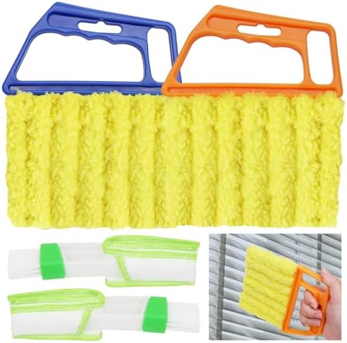 4 Pcs Blind Duster Kit, 7-Finger & Vent Tools, Orange+Blue by Kyuionty