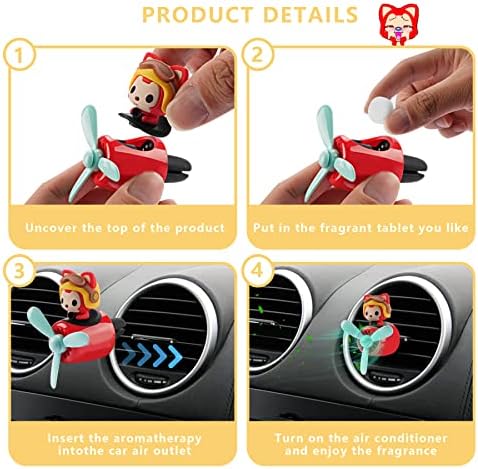 Car Air Fresheners Cute Cartoon Fox Pilot Car Diffuser Rotating Propeller Automotive Air Outlet Fan Creative Car Perfume Decoration Funny Car Interior Accessories - Image 4
