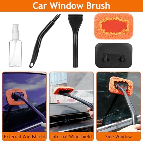 THINKWORK Windshield Cleaner Tool, Car Detailing Kit Interior, Car Cleaning Kit Interior and Exterior Detail Brush, Auto Supplies & Accessories for Men Women - Image 2