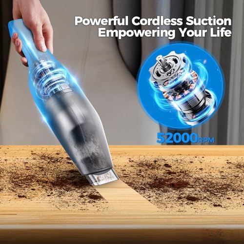 Handheld Vacuum Cordless - Car Vacuum Cleaner with 11000Pa Powerful Suction,1.2lbs Lightweight, Type-C Charge, Multiple Accessories, Portable Hand Vacuum for Home, Pet and Car - Image 2