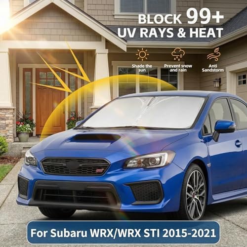 Windshield Sun Shade for Subaru WRX/WRX STI 2015-2021 Sunshade Front Window Shade Custom Fit WRX Accessories Sun Visor Foldable Shade Blocks UV Rays Accessories - Image 2