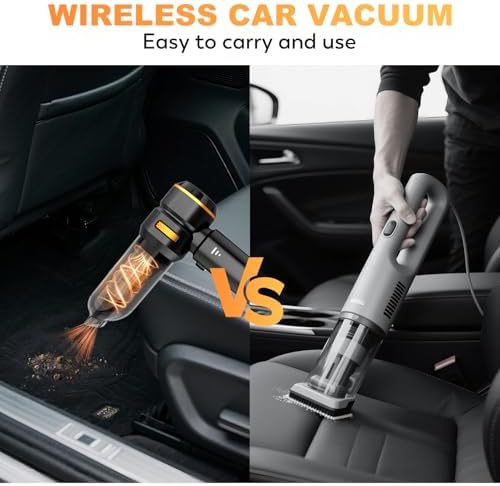 Handheld Car Vacuum Cordless, 22000PA Strong Suction Mini Vacuum Cleaner with Brushless Motor, 4-in-1 Portable Vacuum for Car Detailing, Home, Office & Travel, Black Golden - Image 4