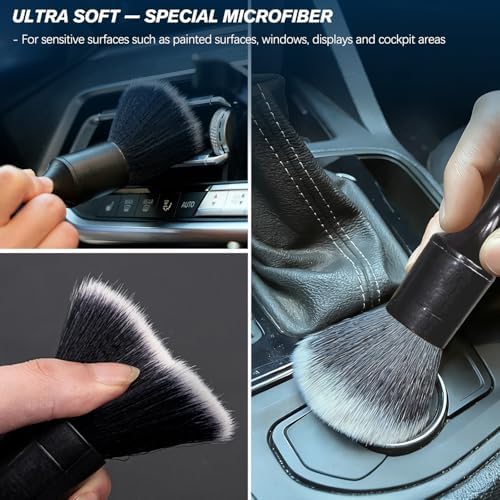 Car Detailing Brushes Set, 8-Piece Auto Detail Cleaning Brush Tool Kit in Soft/Middle/Hard, Crevice Brush, Dust Brush for Car Interior & Exterior, Leather, Air Vents, Emblems, Wheels Wash & Care - Image 3