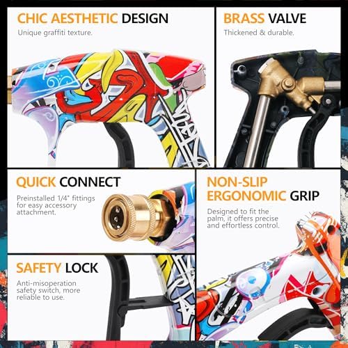 Pressure Washer Short Gun 4000 PSI High Pressure Power Washer Gun with M22-14mm Inlet and 1/4 Inch Quick Connector Heavy Duty Spray Gun for Foam Cannon Car Wash - Image 5