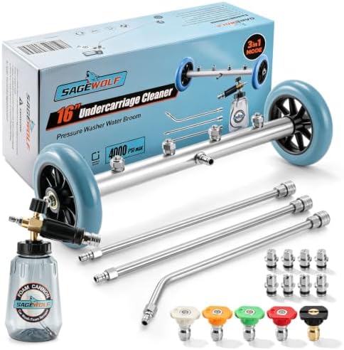 16 IN Under Carriage Pressure Washer Water Broom with Foam Cannon 4000PSI by Unknown