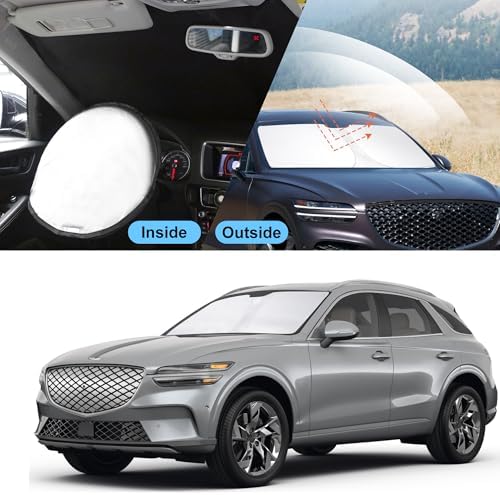 TINGLU Sun Shade for Genesis GV70 2022-2025 2026 Accessories Windshield Sun Shade Window Shade UV Rays Protection Sun Visor Cover with Steering Wheel Sunshade Storage Bag - Image 6