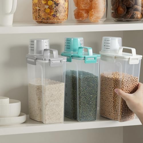 TBMax Rice Storage Container 3 to 5 Lbs - Small Pet Dog Cat Food Container Dispenser with Easy Pouring Spout & Cup, Portable Cereal Container for Small Spaces, Travel, or Daily Use -Beige - Image 5