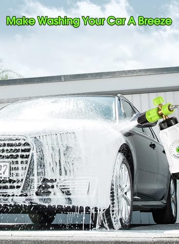 Foam Cannon for Pressure Washer (Wide Mouth), Stainless Steel Filter Thick Snow Car Wash Foam Gun, Adjustable Soap Cannon with 1/4“ Quick Connector, Additional 1.1mm Orifice Nozzle, 1L HDPE Bottle - Image 6