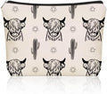 Western Highland Cow Themed Makeup Bag For Women & Teen Girls Travel Gifts | Small Cowgirl Cosmetic Bag & Toiletry Organizer Pouch, Aesthetic Cowgirl Print Stuff & Purses Christmas Birthday Gift for Her by Girllyempoweringeverywomen