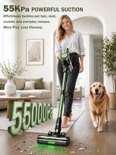 Cordless Vacuum Cleaner, 500W 55KPa 10-in-1 Self-Standing Stick Vacuum with Smart LED Display, Vacuum Cleaners for Home, Pet Hair, Carpet, Hard Floors and Car - Image 2