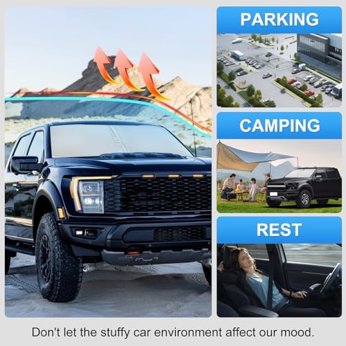 Custom Fit Windshield Sun Shade for Ford F150 F250 F350 2021-2026 - Image 6