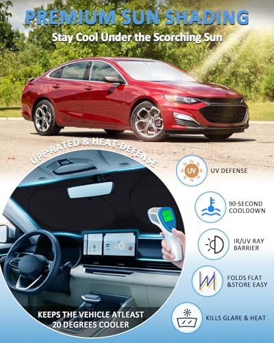 Sun Shade for Chevrolet Chevy Malibu 2016-2025 2026 Windshield Sunshade - Image 2