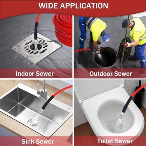 150FT Sewer Jetter Kit for Pressure Washer 5800 PSI Drain Cleaner - Image 3