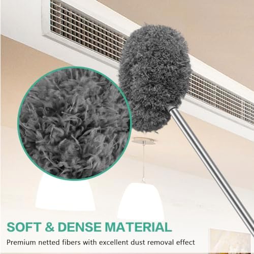 Ceiling Fan Cleaner Duster Reusable Microfiber Ceiling Fan Blade Cleaner Removable Duster with Extension Pole Adjusts 13 to 49.7 Inch for Cleaning Walls Bookshelves Furniture Door Window Top (Gray) - Image 5