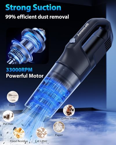 Handheld Vacuum Cordless 1.1 Pounds Car Vac 10000PA Hand Held Vacuums 4-in-1 Hand Vac Cordless Rechargeable HEPA Filter Large Capacity Dust Cup for Car Office Home Pets Hair (Gray) - Image 2