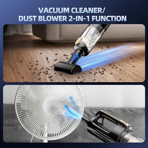 MONOZEL Mini Vacuum Cleaner for Car, 18000Pa 2 in 1 Vacuum Cleaner&Air Duster, 130W Brushless Motor Handheld Vacuum Cordless with 7800mAh Battery, LED Light, Multi-Nozzles for Home, Office, Pet - Image 6