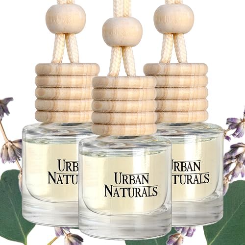 Urban Naturals Car Air Freshener Diffuser 3 Pack - Aromatherapy Essentials Scent, 45+ Days Long Lasting Fragrance, Made in USA, Glass & Wood, Hanging Design + Vent Cip, Easy to Use by UrbanNaturals