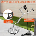 18" Dual Handle Pressure Washer Surface Cleaner with 4 Wheels, 4000 PSI Max Stainless Steel Surface Cleaner for Pressure Washer, 3/8" Inlet Connector, for Concrete, Patio, Sidewalk, Deck - Image 6