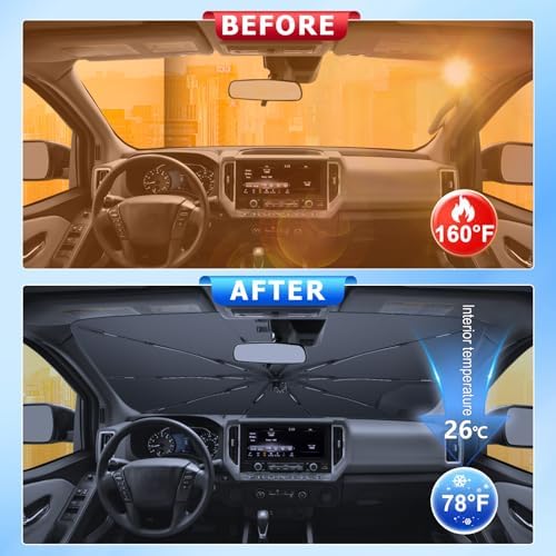 for Car Windshield Sunshade Umbrella 2022-2026 Nissan Frontier Custom Fit Windshield Sun Protector Cover 6-Layer Heat-Resistant Fabric, Ultra-Strong Fiberglass Frame (for 2022-2026 Frontier) - Image 2