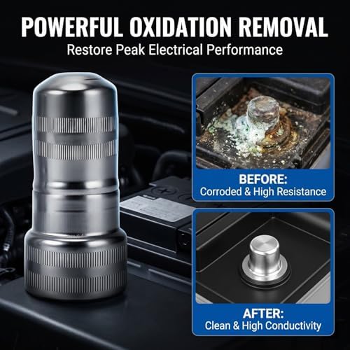 2 PCS Car Battery Terminal Cleaner Brush, Metal Battery Post Cleaning Tool, Portable Automotive Battery Terminal Rust Removal Accessory, Universal for Cars, SUVs, Trucks, RVs (Silver) - Image 3