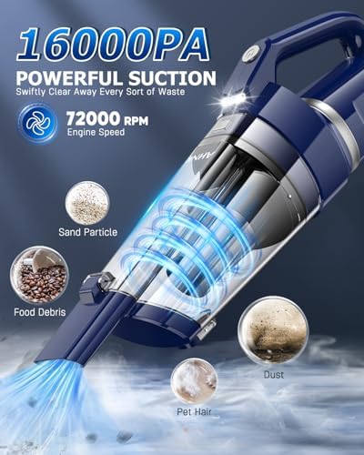 AHNR Handheld Vacuum Cordless Rechargeable, Hand Held Car Vacuum Cleaner - Image 2