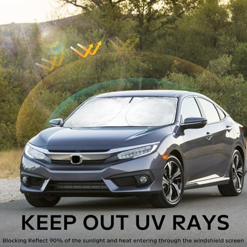 Sunshade for Honda Civic 2022-2025 2026 Sun Shade, Front Window Sun Visor Windshield Cover Custom Fit Civic (Not for 2022 Sport) Sedan, LX, EX, EX-L,Touring Keep Cool Car Accessories Blocks UV Rays - Image 4