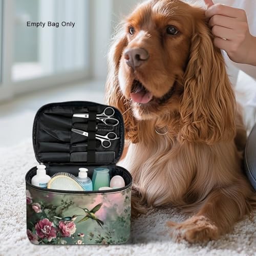 Hummingbird Make Up Bags for Women Portable Lightweight Floral Cosmetic Bag with Handle Womens Travel Makeup Bag for Vacation Daily Party - Image 6