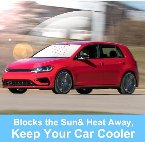 TINGLU Sun Shade for Volkswagen VW Golf MK7 2013-2018 Accessories Windshield Sun Shade Window Shade UV Rays Protection Sun Visor Cover with Steering Wheel Sunshade Storage Bag - Image 5