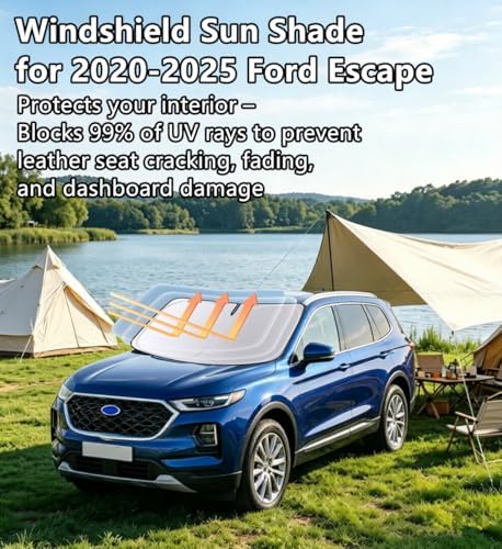 Windshield Sun Shade for 2020-2025 Ford Escape, 4-Layer 240T Foldable UV Block Car Accessory to Cool Interior - Image 2
