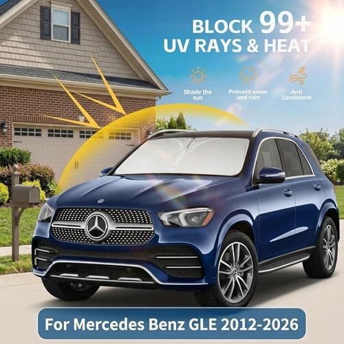 Windshield Sun Shade for Mercedes Benz GLE 2012-2025 2026 Sunshade Front Window Shade Custom Fit GLE Accessories Sun Visor Foldable Shade Blocks UV Rays Accessories - Image 2
