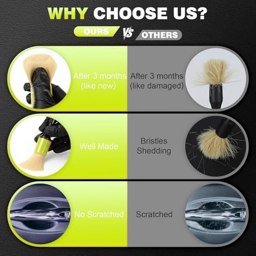 MVEQRRN 7PCS Car Detailing Brush Set,Boars Hair Detail Brush kit(Green) - Image 7