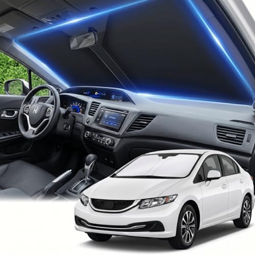 Windshield Sun Shade for Honda Civic 2006-2015 Sunshade Front Window Shade Custom Fit Civic Accessories Sun Visor Foldable Shade Blocks UV Rays Accessories by AuyNeas