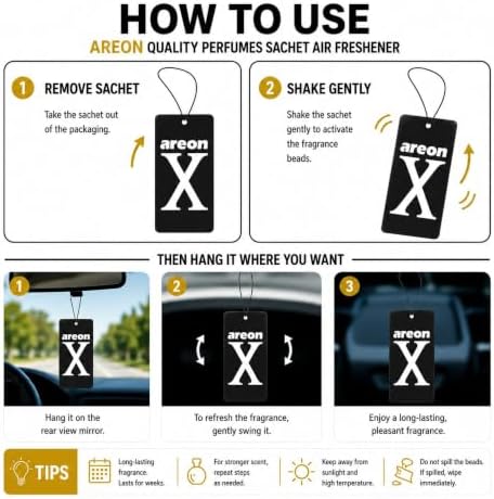 AREON X AXV02 Hanging Best Car Air Freshener Vanilla Scent, 12 Pack - Image 4