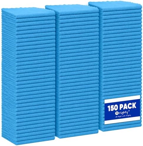 Orighty Microfiber Cleaning Cloth Bulk, 150 Pack Shop Towels 12x12 in, Blue by AllRightinOrighty