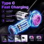 Wansimoo Handheld Car Vacuum Cleaner,25000PA Strong Cyclonic Suction Car Vacuum Portable Cordless with Digital Display Mini Vacuum for Car, Home, Office, Kitchen (Purple) - Image 3