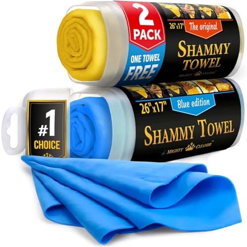 Premium Shammy Cloth for Car Drying – 2pk+1 Free – 26"x17" – Soft Chamois by MightyCleaner