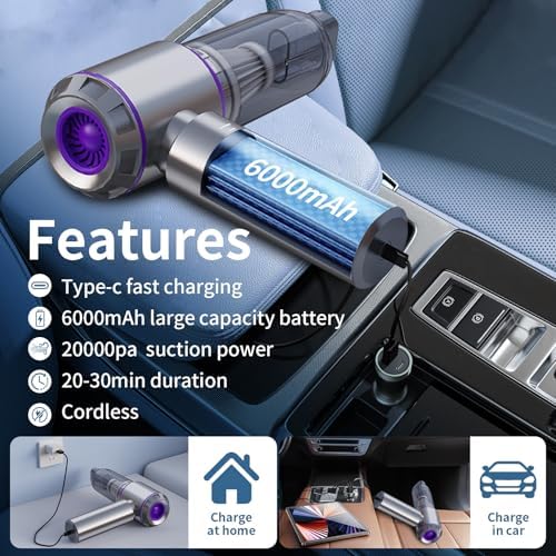 Car Vacuum Cleaner High Power, 20000Pa Portable Cordless Handheld Vacuum - Image 4