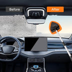 Qydipclin 7pcs Windshield Cleaner Tool Car Window Cleaning Wash Kit with 4 Reusable Microfiber Pads 1 Spray Bottle and Extendable Handle Auto Glass Wiper Kit, Orange - Image 3