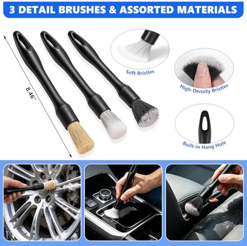 21PCS Car Detailing Kit Interior Cleaner - with Handheld Car Vacuum, Windshield Cleaning Tool, Detailing Brushes, Car Cleaning Supplies Kit for Women Men (Blue) - Image 5